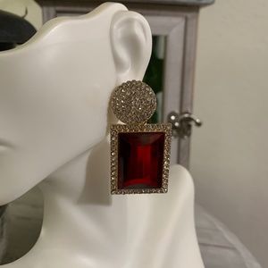 Rhinestone Decor Geometric Drop Earrings.